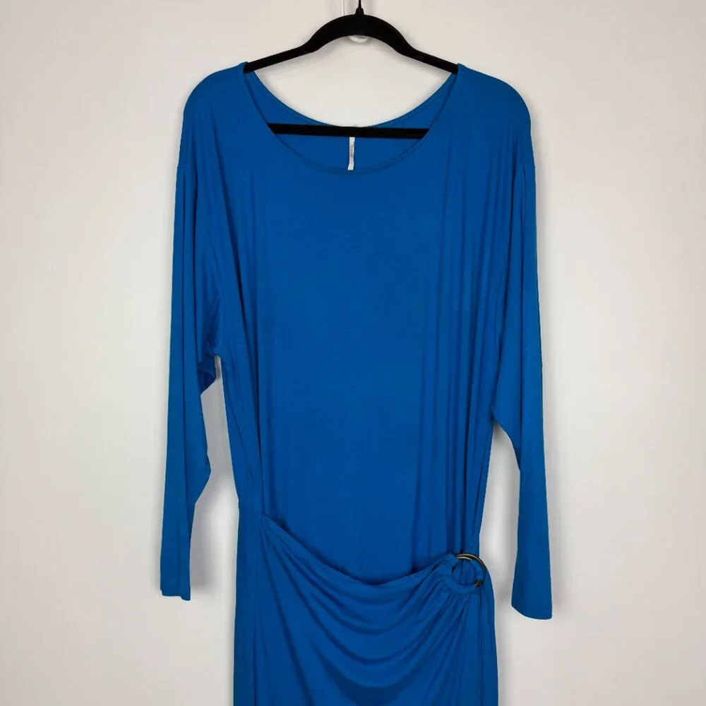 Free People Alyssa Long Sleeve Boho Wrap‎ Maxi Dress Blue Small